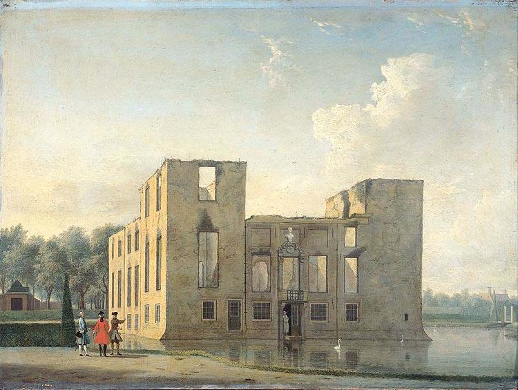 Jan ten Compe Berckenrode Castle in Heemstede after the fire of 4-5 May 1747: rear view. Germany oil painting art
